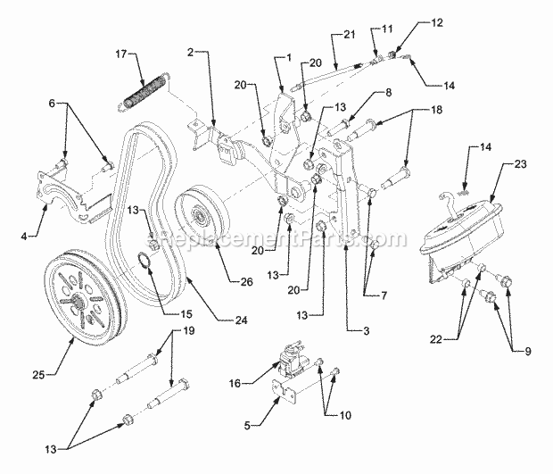 Front Pto Diagram and Parts List for GT3204 14A-671-710 Cub Cadet Lawn Tractor